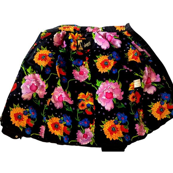 Skea Puffer Ski Jacket Paris Vail Floral Interior, New Silk Snaps, Womens Sz 8 - Picture 3 of 11